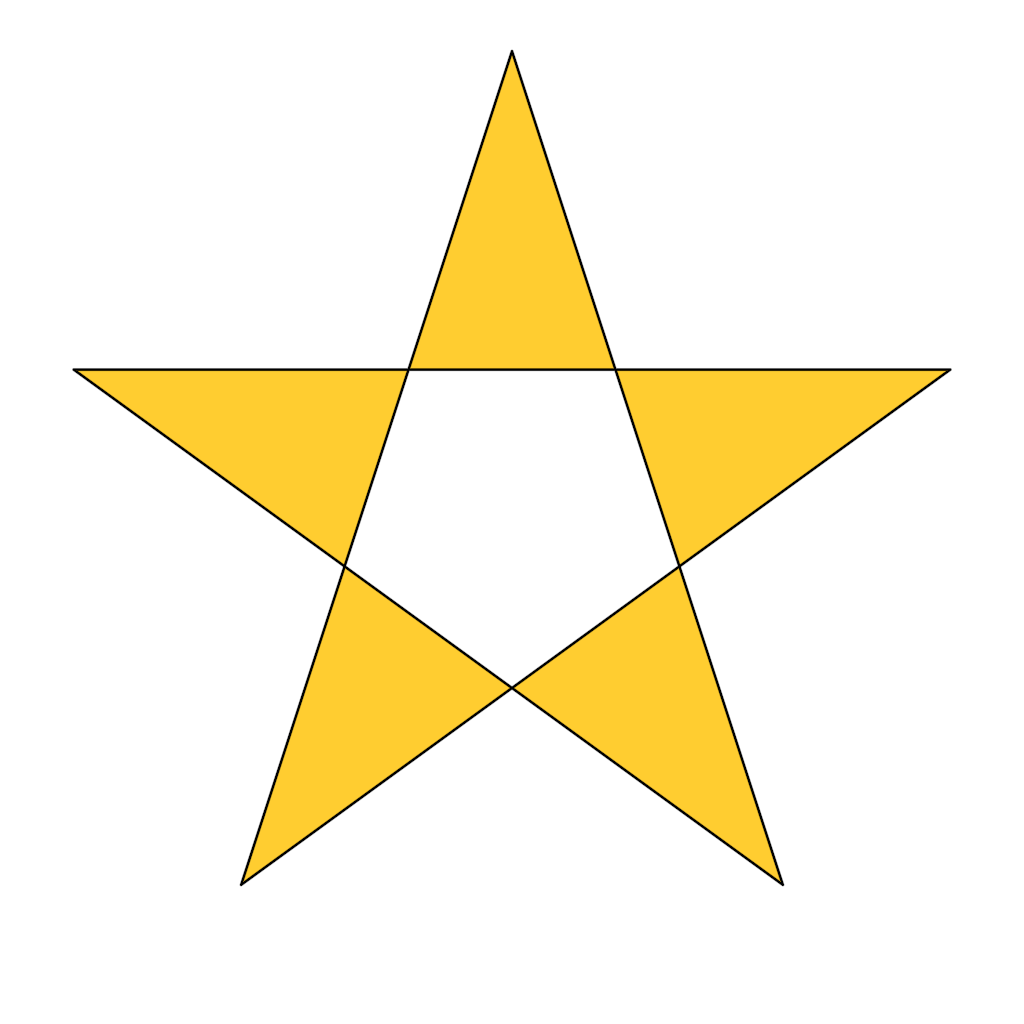 Rendered output for Five Pointed Star Polygon