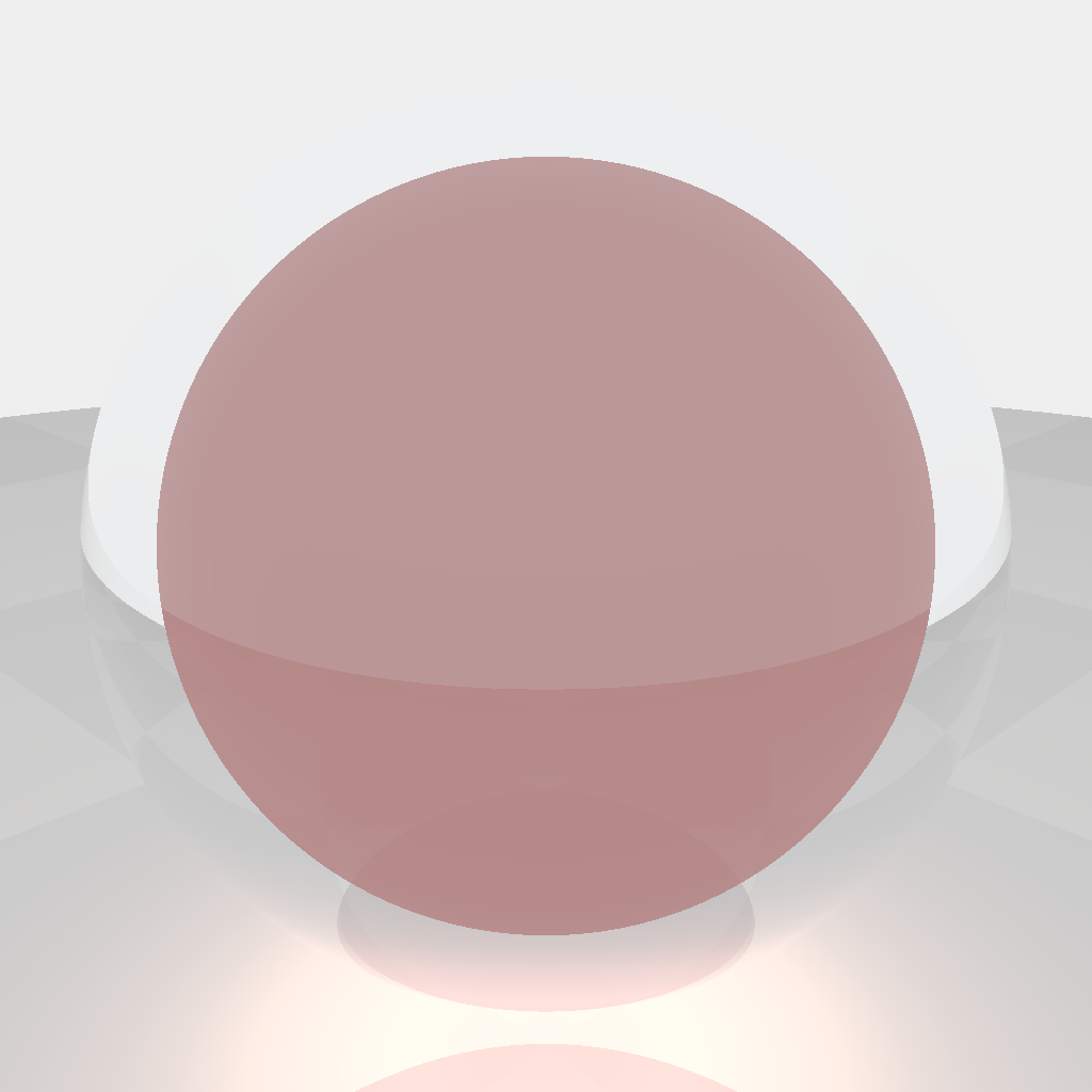 Rendered output for Glass Sphere Red Core