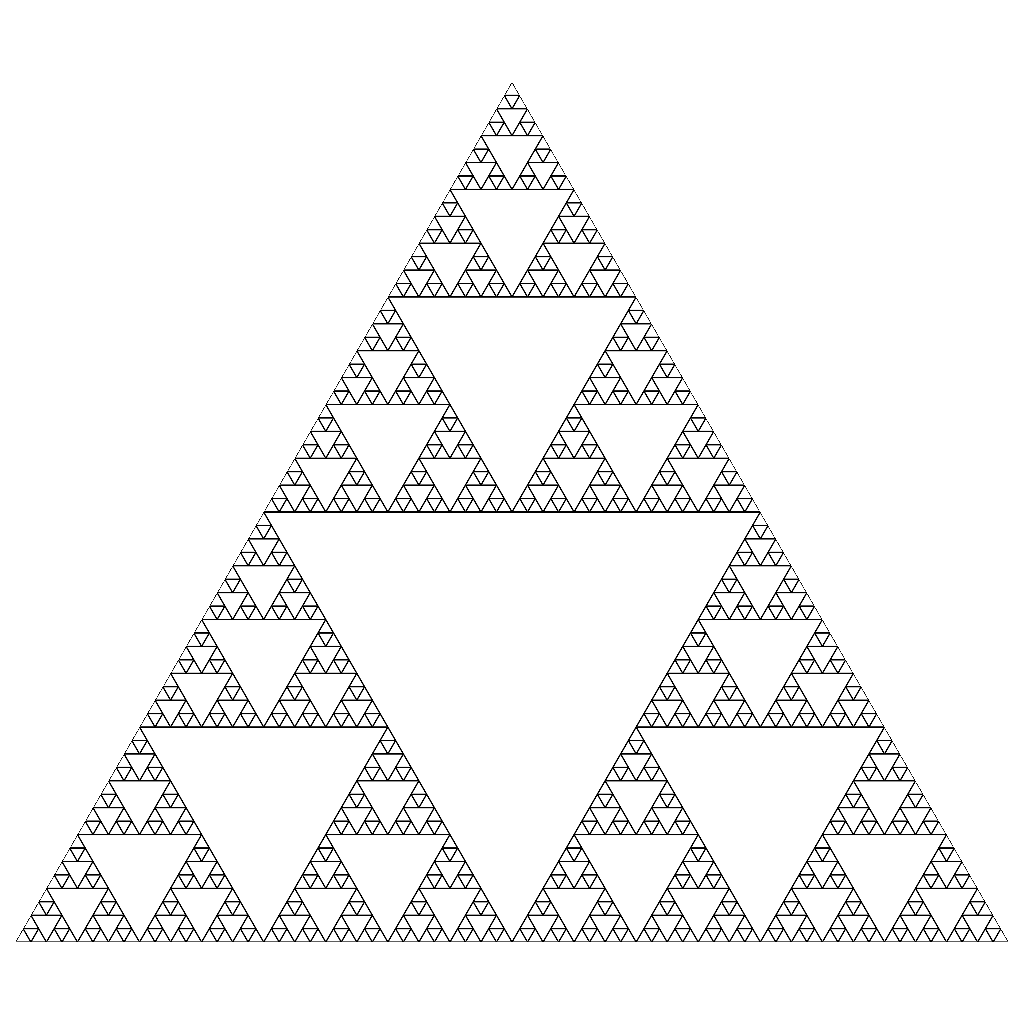 Rendered output for Sierpinski Triangle 6 Iterations
