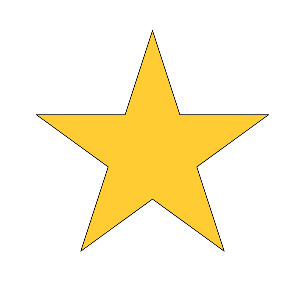 Rendered output for Five Pointed Star Polygon