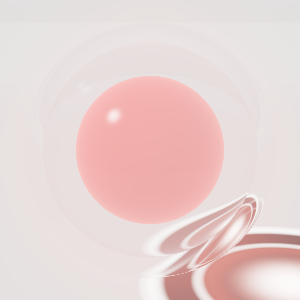 Rendered output for Glass Sphere Red Core