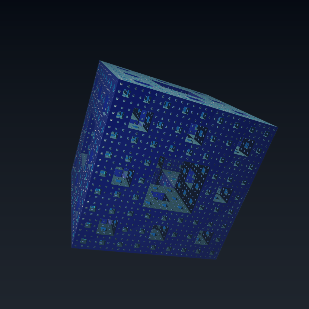 Rendered output for Menger Cube Fractal