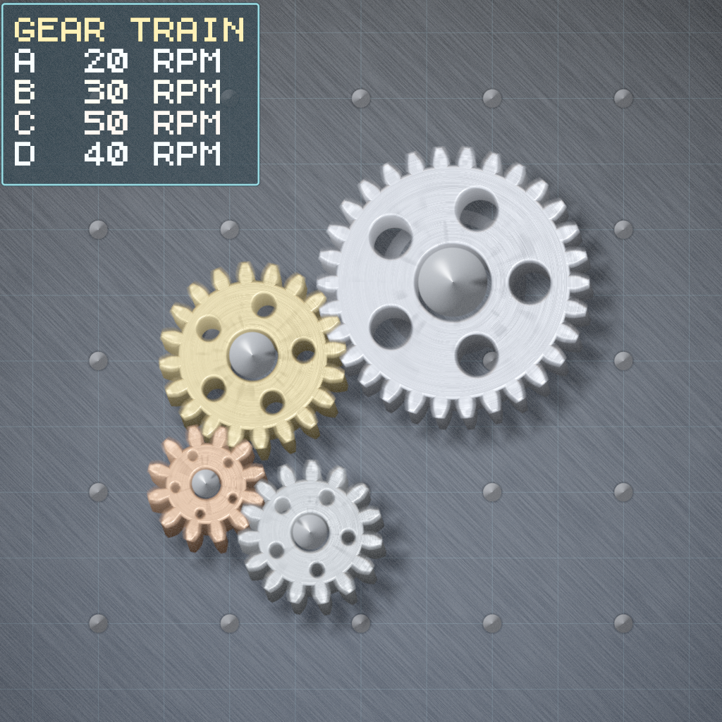 Rendered output for Parametric Gear Train