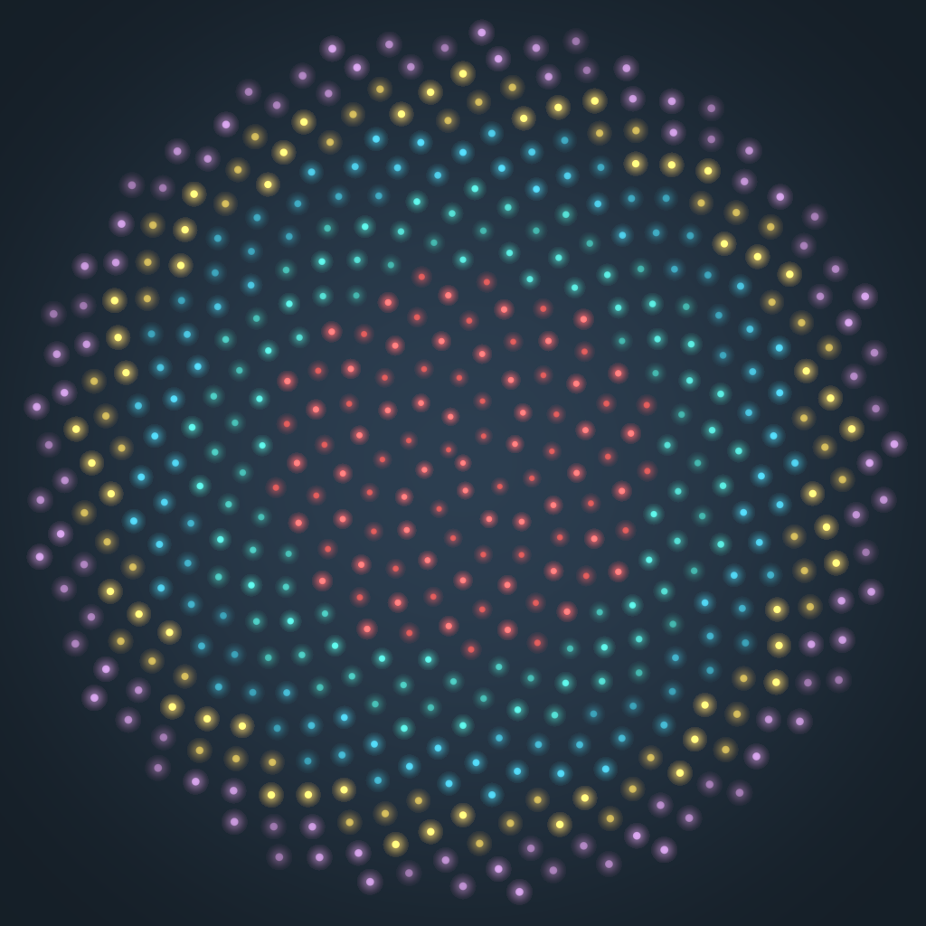 Rendered output for Phyllotaxis Spiral