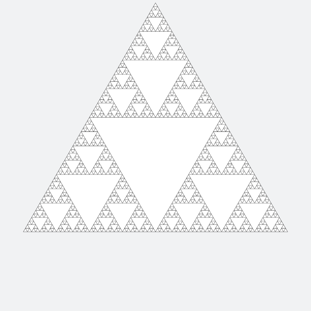 Rendered output for Sierpinski Triangle 6 Iterations