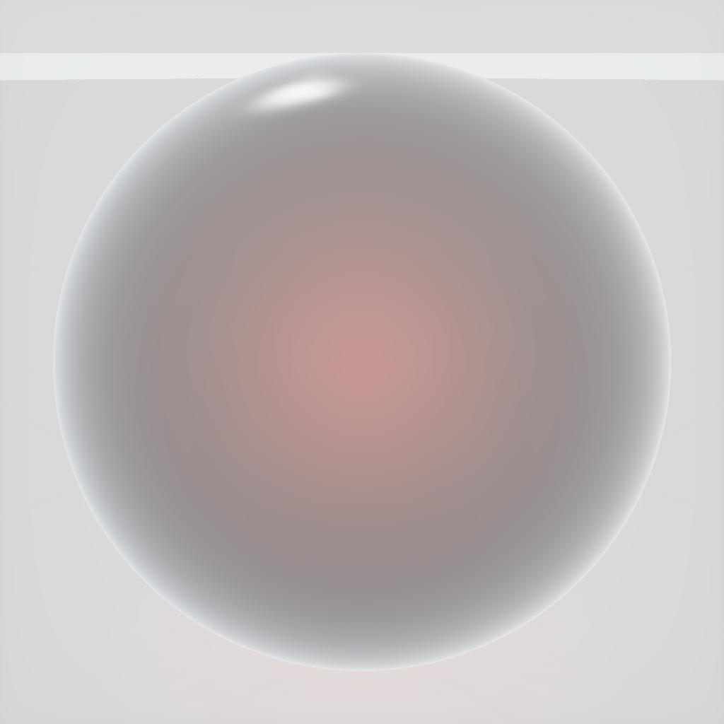 Rendered output for Glass Sphere Red Core