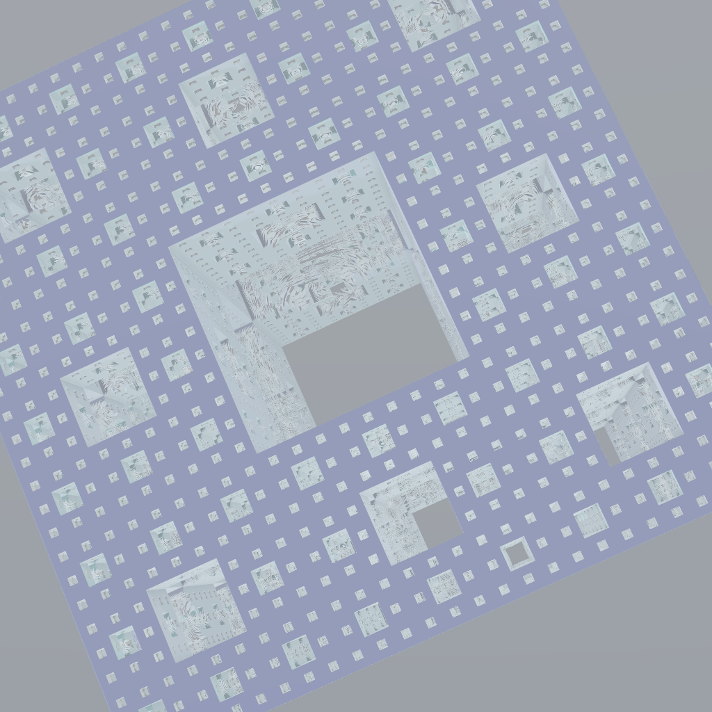 Rendered output for Menger Cube Fractal