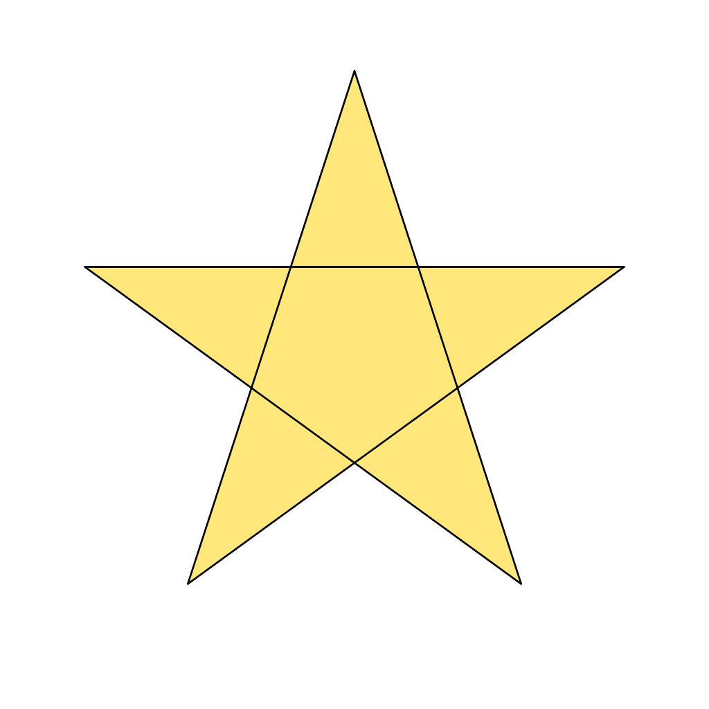 Rendered output for Five Pointed Star Polygon