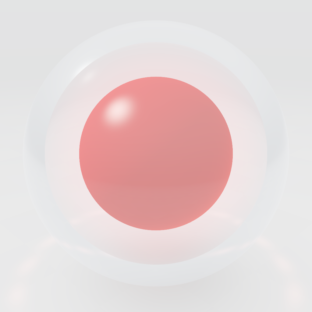 Rendered output for Glass Sphere Red Core