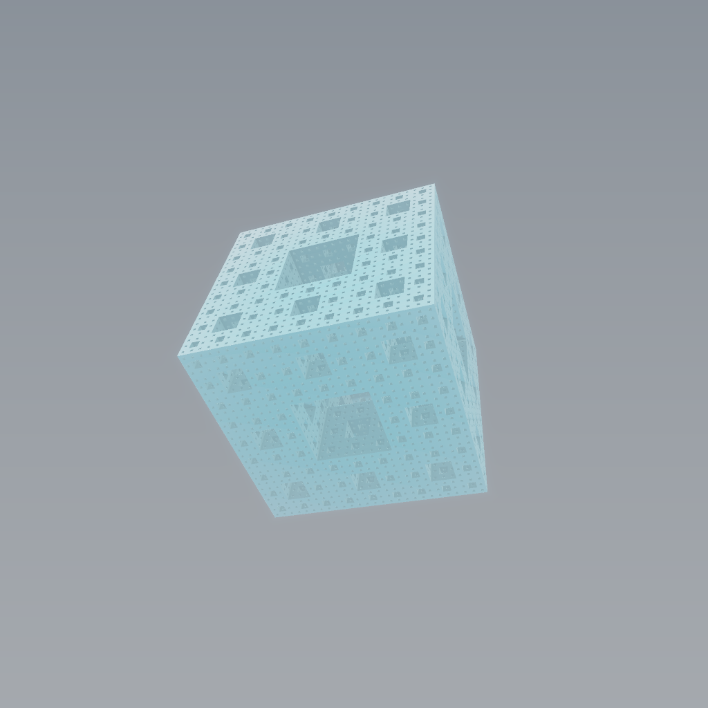 Rendered output for Menger Cube Fractal