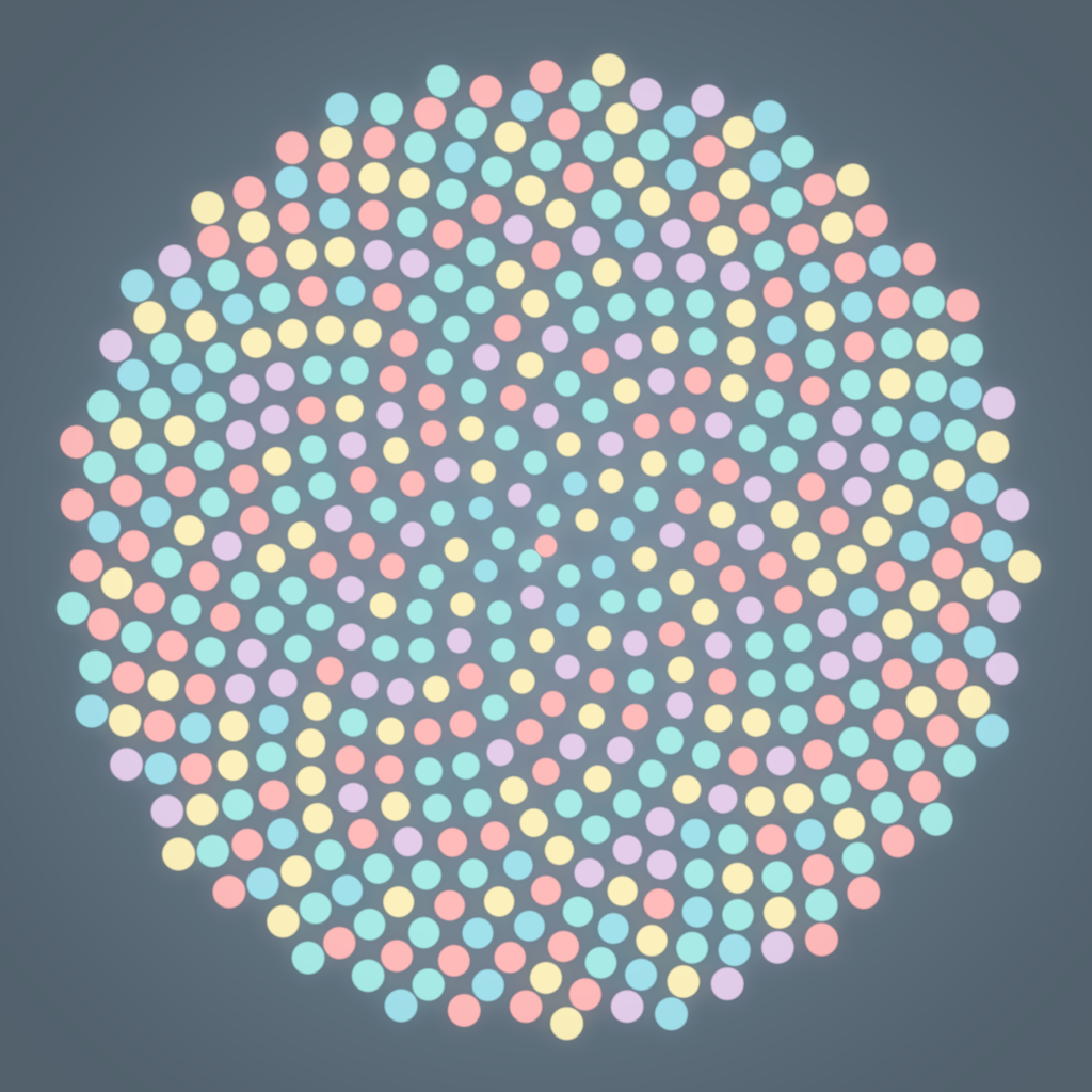 Rendered output for Phyllotaxis Spiral