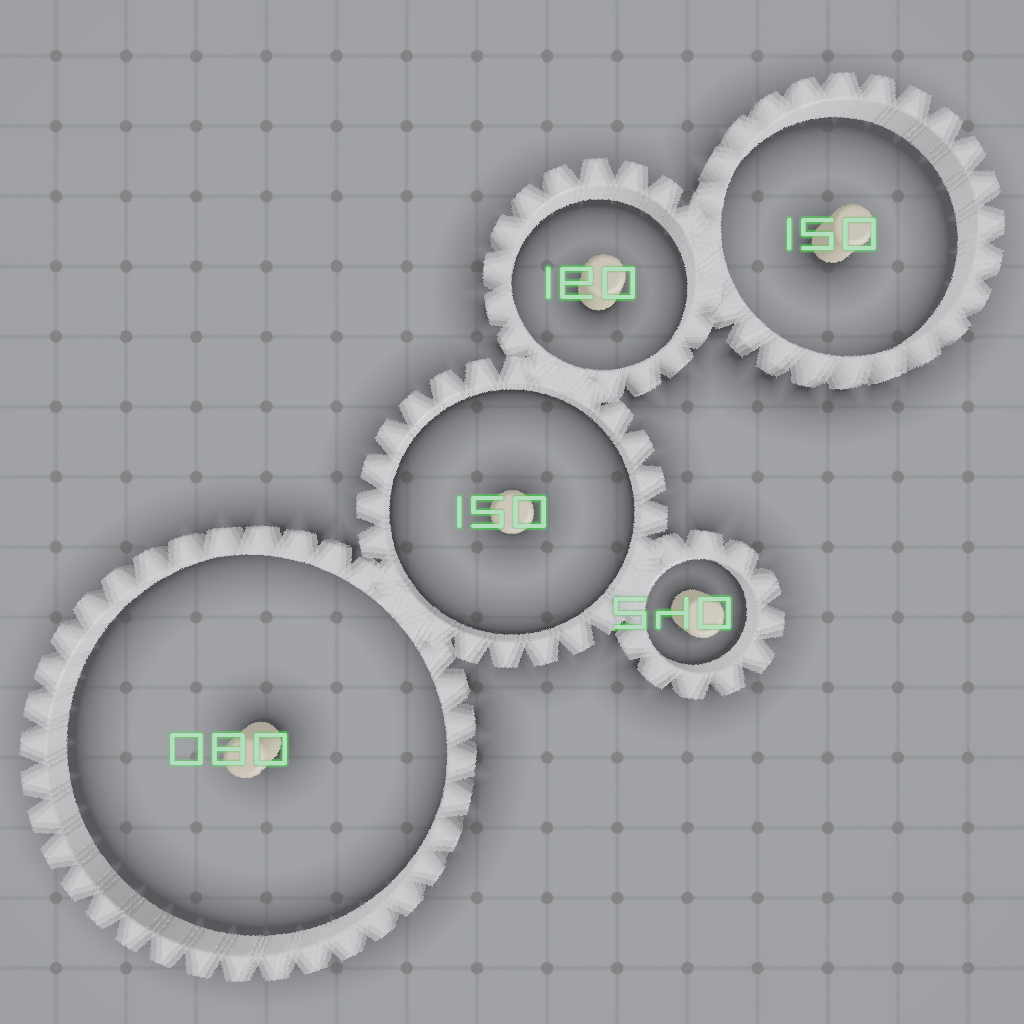 Rendered output for Parametric Gear Train